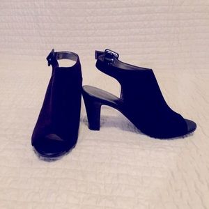 Suede Peep Toe Heels